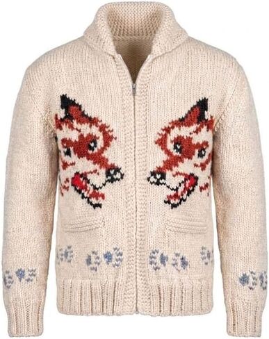 Wolf Knitted Canadian Style Unisex Jacquard Knit Sweater in Kuwait