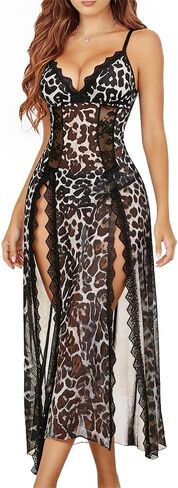 DITSONEO Ladies' Underwear, See-Through Baby Dress, Sexy Exotic Lace Shoulder Strap V-neck Pajamas, Side-Opening Pajamas in Saudi Arabia