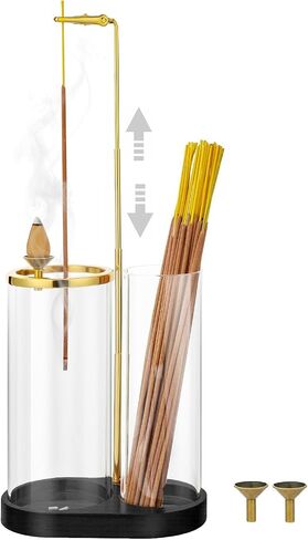3 in 1 Incense Holder for Sticks Upside Down Anti-Ash Incense Burner with Glass Ash Catcher Backflow Cone Incense Diffuser with Adjustable Threaded Mounting for Mediation Yoga Spa Gifts Home Decor in Kuwait