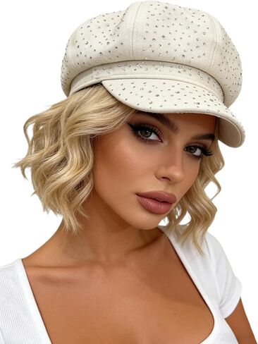 Fashion Sparkly Full Rhinestone Newsboy Hats for Women Pageboy Cabbie Beret Cap in Kuwait