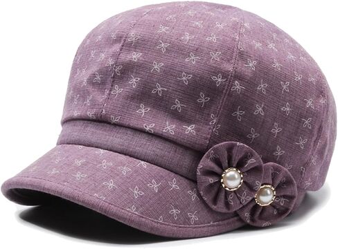 Women's Lady's Cotton Beret Cap Newsboy Cap Drawing Beret Hat Bakerboy Cabbie Cap with Bowknot Decor in Saudi Arabia