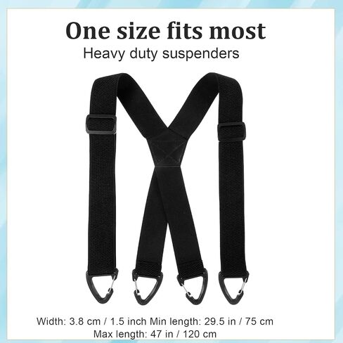Hecila Invisible Suspenders for Men X Back 1.5" Wide Heavy Duty Suspender with 4 Snap Hooks Adjustable Elastic Men's Suspenders Under Clothes for Jeans Pants Outdoor & Skiing in Kuwait