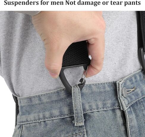Hecila Invisible Suspenders for Men X Back 1.5" Wide Heavy Duty Suspender with 4 Snap Hooks Adjustable Elastic Men's Suspenders Under Clothes for Jeans Pants Outdoor & Skiing in Kuwait