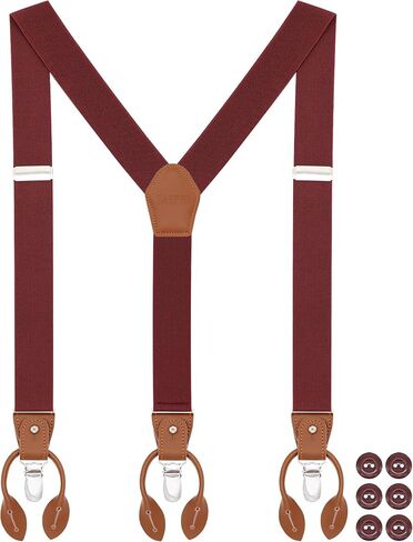 Button Suspenders for Men, 2-in-1 Clip-On & Button-On Dress Suspenders with Genuine Leather Ends, Y-Back, 1.4" Wide in Saudi Arabia