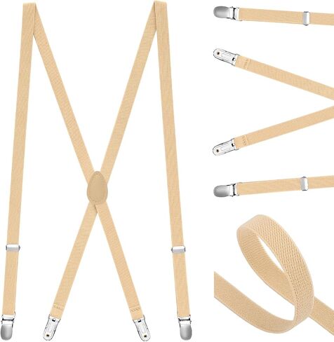 Unittype Skinny Suspender for Men 0.5 Inch Thin Invisible Suspender Adjustable Elastic X-Back Trouser Straps with Clips in Kuwait