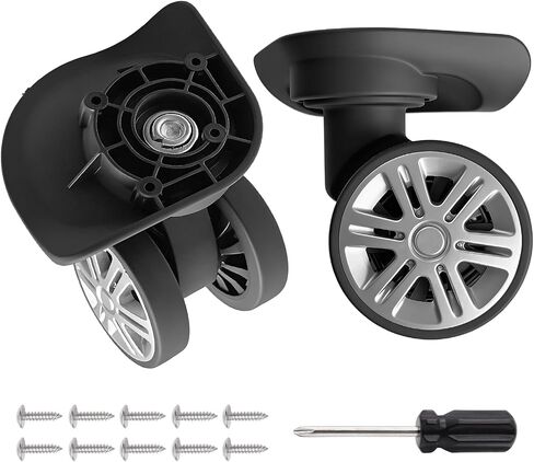 Luggage Wheels Replacement 2 Pack Heavy-Duty Suitcase Casters with 4 Screw Holes,360° Smooth Rolling Spinner Wheels for Luggage Repair（FW015 in Saudi Arabia