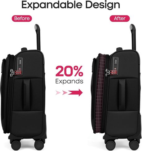 Softside Suitcases with Wheels 32 Inch Luggage,Expandable 20% Luggage w/Spinner Wheels and TSA LOCK,Large Checked Suitcase for Men/Women（Black,32in） in Kuwait