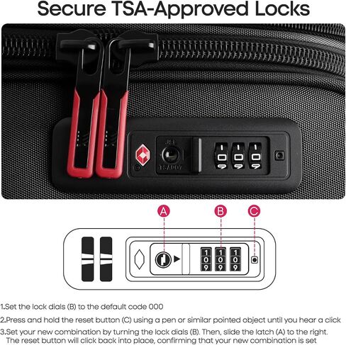 Softside Suitcases with Wheels 32 Inch Luggage,Expandable 20% Luggage w/Spinner Wheels and TSA LOCK,Large Checked Suitcase for Men/Women（Black,32in） in Kuwait