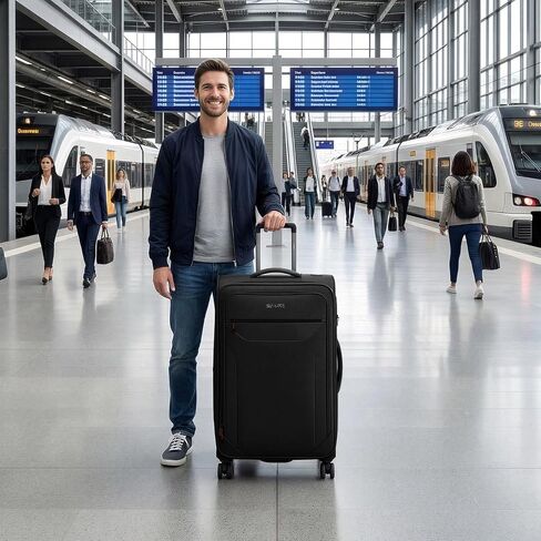Softside Suitcases with Wheels 32 Inch Luggage,Expandable 20% Luggage w/Spinner Wheels and TSA LOCK,Large Checked Suitcase for Men/Women（Black,32in） in Kuwait