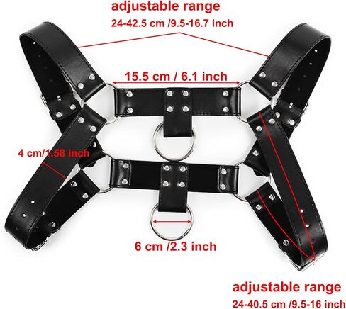 Men‘s PU Leather Chest Harness–Adjustable Shoulder Body Harness for Cosplay,Festival,Stage Performance,Edgy Fashion Punk Costume Accessory,Durable Stitching,Lightweight Comfortable Fit S-XXL in Saudi Arabia
