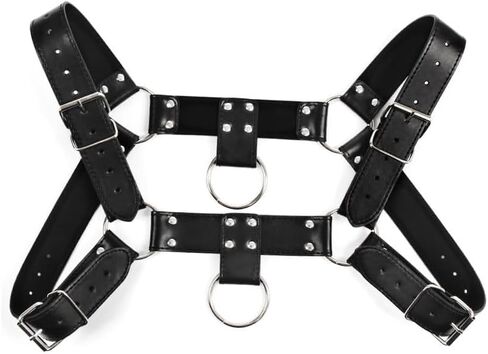 Men‘s PU Leather Chest Harness–Adjustable Shoulder Body Harness for Cosplay,Festival,Stage Performance,Edgy Fashion Punk Costume Accessory,Durable Stitching,Lightweight Comfortable Fit S-XXL in Saudi Arabia