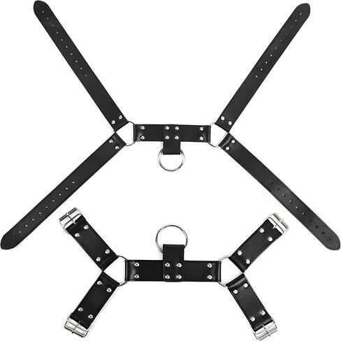 Men‘s PU Leather Chest Harness–Adjustable Shoulder Body Harness for Cosplay,Festival,Stage Performance,Edgy Fashion Punk Costume Accessory,Durable Stitching,Lightweight Comfortable Fit S-XXL in Saudi Arabia