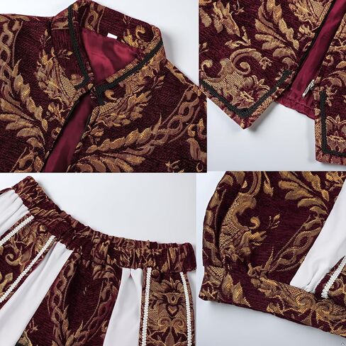 Renaissance Tudor Vest with Sleeve Mens Elizabethan Era Noble Brocade Doublet Jacket Halloween Ren Faire Costume in Kuwait
