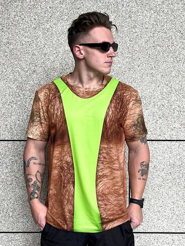 Novelty Print T-Shirt, Eye Catching Graphic Design, Short Sleeve, Funny Party, Multicolor, Crew Neck in Saudi Arabia