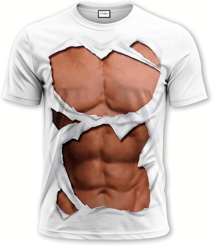 Novelty Print T-Shirt, Eye Catching Graphic Design, Short Sleeve, Funny Party, Multicolor, Crew Neck in Saudi Arabia