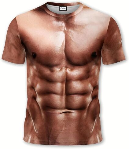 Novelty Print T-Shirt, Eye Catching Graphic Design, Short Sleeve, Funny Party, Multicolor, Crew Neck in Saudi Arabia
