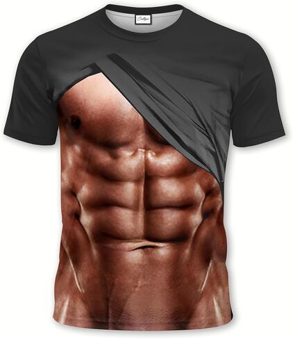 Novelty Print T-Shirt, Eye Catching Graphic Design, Short Sleeve, Funny Party, Multicolor, Crew Neck in Saudi Arabia