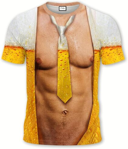 Novelty Print T-Shirt, Eye Catching Graphic Design, Short Sleeve, Funny Party, Multicolor, Crew Neck in Saudi Arabia