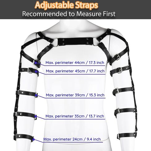 Mens Chest Harness Cosplay Top PU Leather Chest Shoulder Straps Body Harness Strap Male Punk Fashion Fantasy Costume Rave Outfit for Music Festival Party Halloween Cosplay (Black) in Saudi Arabia