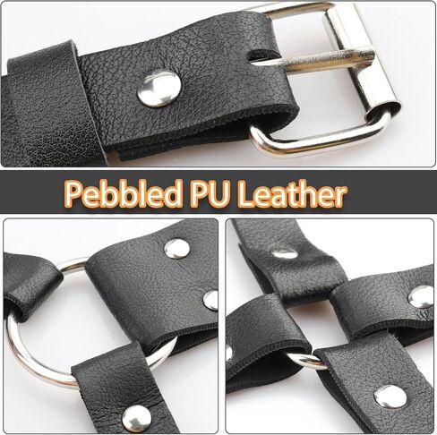 Mens Chest Harness Cosplay Top PU Leather Chest Shoulder Straps Body Harness Strap Male Punk Fashion Fantasy Costume Rave Outfit for Music Festival Party Halloween Cosplay (Black) in Saudi Arabia