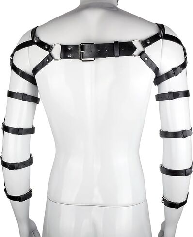 Mens Chest Harness Cosplay Top PU Leather Chest Shoulder Straps Body Harness Strap Male Punk Fashion Fantasy Costume Rave Outfit for Music Festival Party Halloween Cosplay (Black) in Saudi Arabia