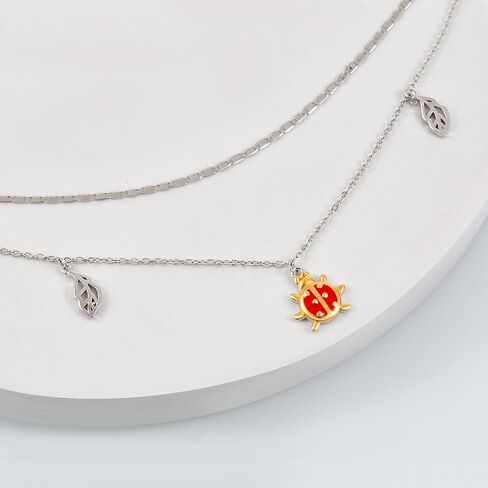 Ladybug Anklet 925 Sterling Silver Anklet Double Layer Anklet for Women Jewelry in Saudi Arabia
