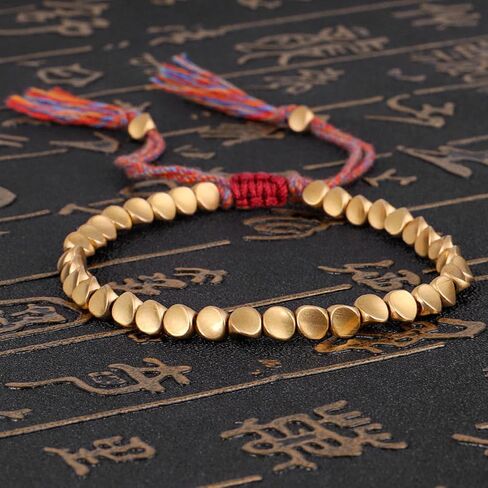 Tibetan Copper Bracelet for Women & Men,Buddhist Beaded Bracelet of Fortune,Healing Copper Bead Anklet,Pulsera de Cobre para Mujer,Adjustable Friendship Bracelet,Unisex Gift in Saudi Arabia