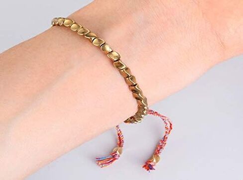 Tibetan Copper Bracelet for Women & Men,Buddhist Beaded Bracelet of Fortune,Healing Copper Bead Anklet,Pulsera de Cobre para Mujer,Adjustable Friendship Bracelet,Unisex Gift in Saudi Arabia