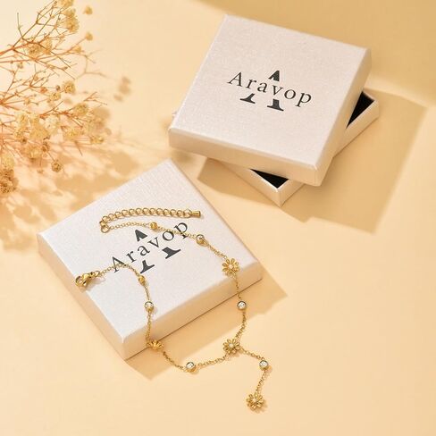 Gold Anklet for Women 18K Gold Plated Daisy Pearl CZ Foot Chain Star Flower Cross Ankle Bracelet Dainty Waterproof Beach foot jewelry for women sexy in Saudi Arabia