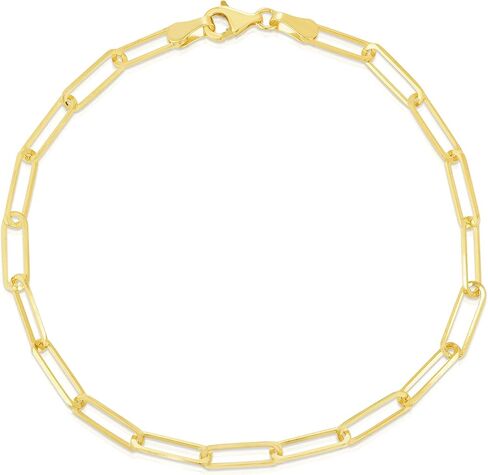 Floreo 10k Yellow Gold Paperclip Solid Link Bracelet or Anklet in Kuwait