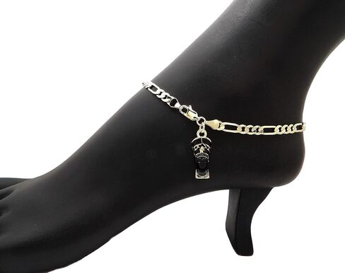 CBC Crown Gold Tone Egyptian Ankh, Gye Nyame, Queen Nefertiti, Maat, Pan Africa Map Continent Charm Anklet 10" Cuban Figaro Chain Ankle Bracelet in Saudi Arabia