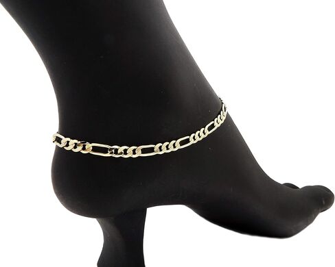 CBC Crown Gold Tone Egyptian Ankh, Gye Nyame, Queen Nefertiti, Maat, Pan Africa Map Continent Charm Anklet 10" Cuban Figaro Chain Ankle Bracelet in Saudi Arabia