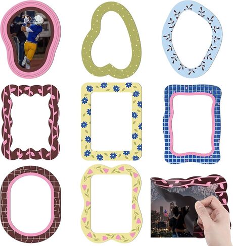 Junkin 8 Pack Magnetic Picture Frames for Refrigerator 4'' x 6'' Magnetic Locker Frames for Classroom Pastel Decorative Cute Vintage Magnet Photo Borders for Office College Dorm Decor in Kuwait