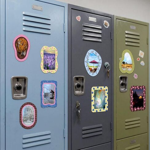Junkin 8 Pack Magnetic Picture Frames for Refrigerator 4'' x 6'' Magnetic Locker Frames for Classroom Pastel Decorative Cute Vintage Magnet Photo Borders for Office College Dorm Decor in Kuwait