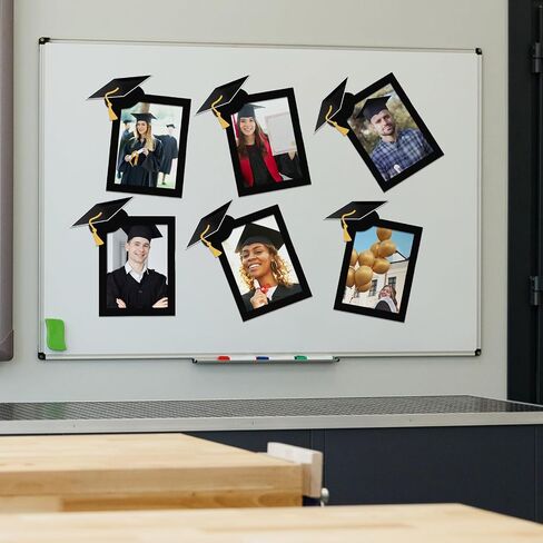 Wenqik 6 Pcs Graduation Cap Magnetic Picture Frames with Black Border 4''x6'' Class of 2026 Magnet Photo Frame Holder Decor for Graduation Party Home Office School Supplies in Kuwait