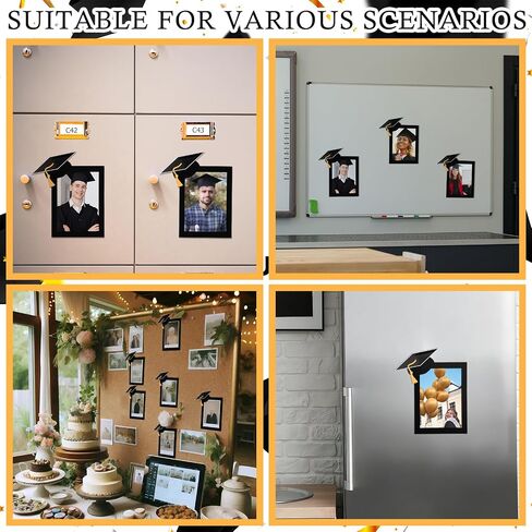 Wenqik 6 Pcs Graduation Cap Magnetic Picture Frames with Black Border 4''x6'' Class of 2026 Magnet Photo Frame Holder Decor for Graduation Party Home Office School Supplies in Kuwait