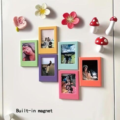 5PCS Magnetic Photo Frames for Refrigerator, 3 Inch Colorful Magnet Picture Holder, Mini Photo Display Frame for Fridge, Locker, Kitchen, Office, School, Refrigerator Decor and Picture Display (Multicolor) in Saudi Arabia