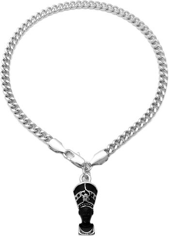 CBC Crown Gold Tone Egyptian Ankh, Gye Nyame, Queen Nefertiti, Maat, Pan Africa Map Continent Charm Anklet 10" Cuban Figaro Chain Ankle Bracelet in Saudi Arabia