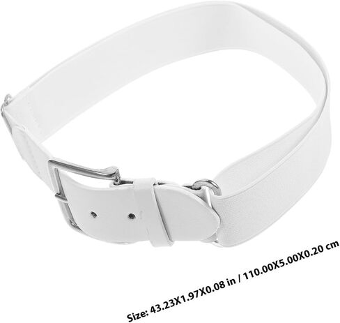 KALLORY Baseball Belt Elastic Waist Belt Adjustable White Synthetic Leather Unisex Adult Sports for Men and Women in Kuwait