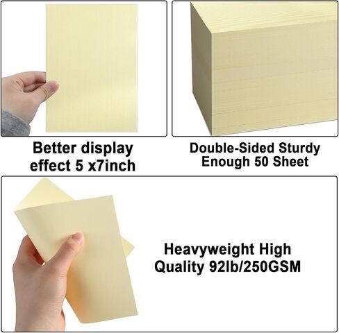 party greeting 5x7 Linen Paper Textured Cardstock Heavyweight Textured Index Cards Printable Linen Cardstock 92lb Cover for Printing Wedding Baby Shower Invitation Greeting Postcards 50 Pcs(Cream) in Saudi Arabia