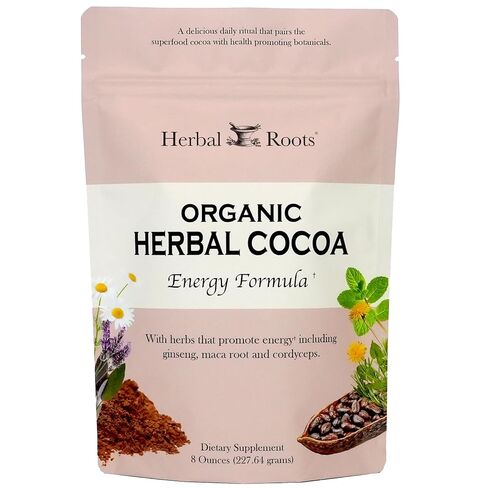 Herbal Roots Organic Energy Functional Cocoa Beverage Powder - Ginseng, Maca, Cordyceps - Sweetened with Dates and Coconut - 28 servings in Saudi Arabia