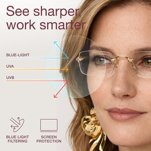 CCVOO Fashion Metal Rimless Reading Glasses for Women - Computer Readers with Blue Light Protection in Kuwait