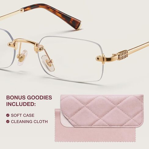 CCVOO Fashion Metal Rimless Reading Glasses for Women - Computer Readers with Blue Light Protection in Kuwait