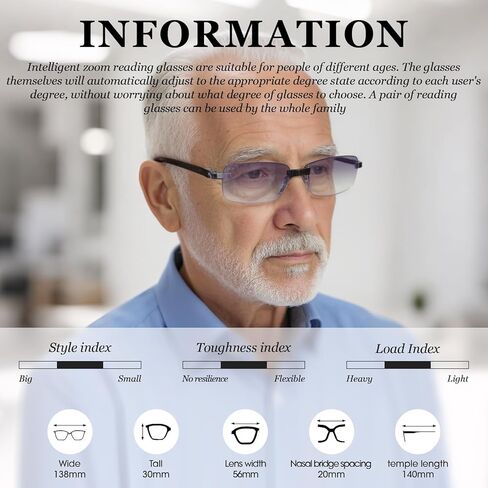 2 Pcs Auto Focus Glasses Presbyopia Glasses Intelligent Zoom Reading Glasses Anti-Blue Light Eye Protection Optics Glasses For Women & Men in Saudi Arabia