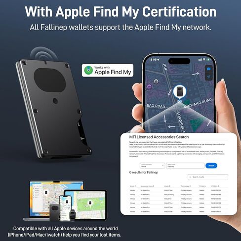 Slim Wallet for Men, Smart Minimalist Metal Wallet Built-in Airtag Tracking Chip, Compatible with Apple Find My, RFID Blocking Credit Card Holder with Money Clip, Gifts for Men (Black) in Saudi Arabia