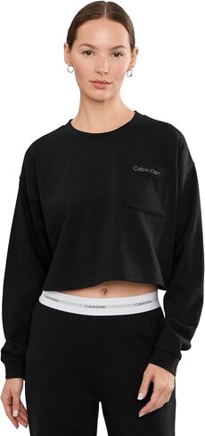 Calvin Klein Women's Logo Jersey Long Sleeve Crop in Kuwait