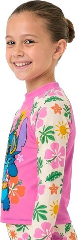 Disney Lilo and Stitch Swimsuit, Stitch Girls Bathing Suit, Girls Swimsuit with Bows, Long Sleeve Kids Bathing Suit 8 Multicolor in Kuwait