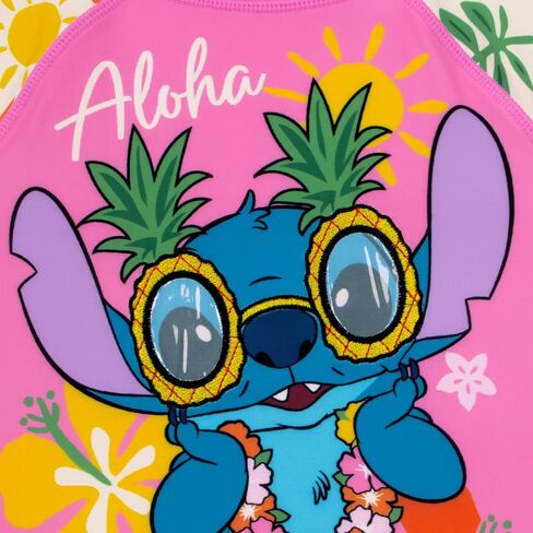 Disney Lilo and Stitch Swimsuit, Stitch Girls Bathing Suit, Girls Swimsuit with Bows, Long Sleeve Kids Bathing Suit 8 Multicolor in Kuwait