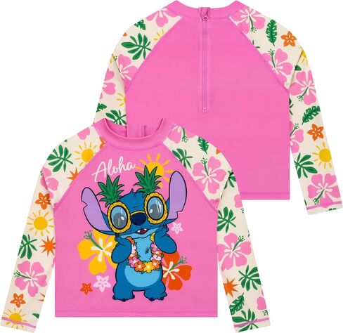 Disney Lilo and Stitch Swimsuit, Stitch Girls Bathing Suit, Girls Swimsuit with Bows, Long Sleeve Kids Bathing Suit 8 Multicolor in Kuwait
