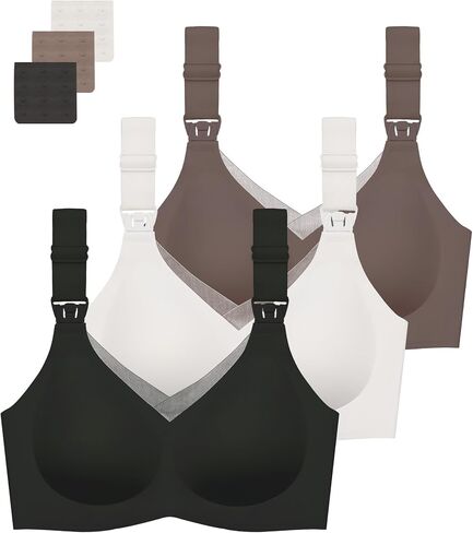 Gailife 3 Pack Nursing Bras for Breastfeeding Seamless V Neck Mesh Maternity Bra Comfort Pregnancy Sleep Bralette in Saudi Arabia
